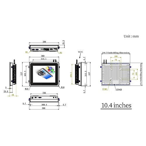 Image of 10.4 Inch 4:3 Inch Industrial Embedded Panel PC,Resistive Touch Screen Computer,Intel i3-4005U /i5-3210M /i5-4200U /i7-8565u /i5-10210U,2*COM,Windows 10 Pro
