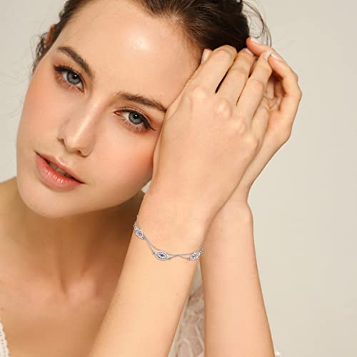 Layered Sterling Silver Bracelets Celtic Knots/Evil Eye/Butterfly/Heart/Stethoscope/Hamsa Hand of Fatima Charm Link Chain Layered Bracelet Jewelry Gifts for Women4