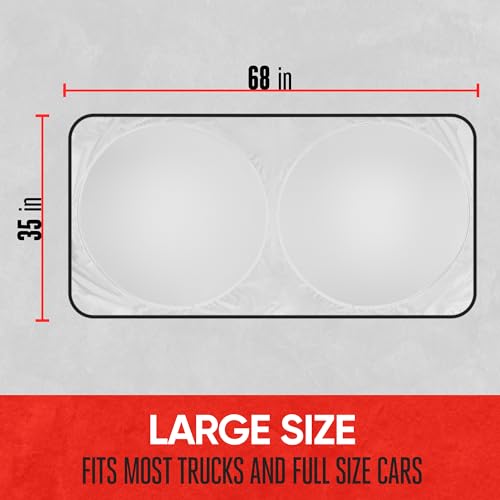 Image of Motor Trend 1 Piece Pop-Up Auto Shade, Universal Car Windshield Sun Shade for Front Window, Collapsible Foldable Sunshade for Car Windshield, Keeps Interior Cool Heat UV (Large, 68 x 35 inches)