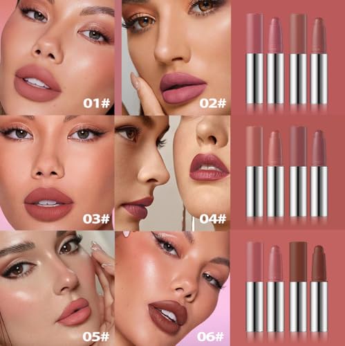 Image of Matte Lipstick Crayon Set,Waterproof Long Lasting Lip Liner Pencil, High Pigment Creamy Velvet Lipstick, Non-Drying Lip Color for Women 6pcs