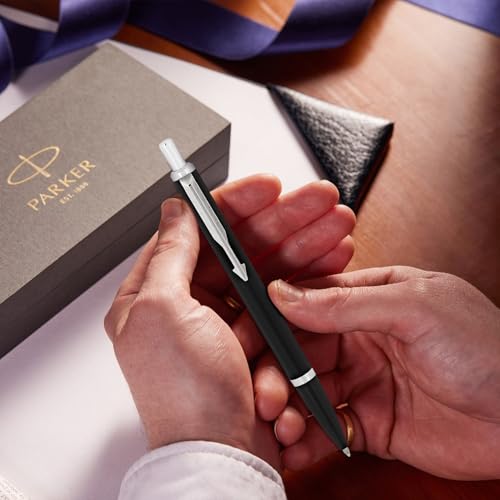 Parker Latitude Matte Black Chrome Trim Ball Pen| Ink Color - Blue | Perfect For Gifting Purpose | Elite Pen For Professionals (Image - 7)