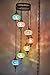 DEMMEX 7-Globe Plug-in Turkish Moroccan Mosaic Chandelier – Tiffany Style Ceiling Lamp, Hanging Pendant Light Fixture, Bohemian Swag Lighting, Handmade, 15ft Cord & Chain, Hangs 5ft (Rainbow)