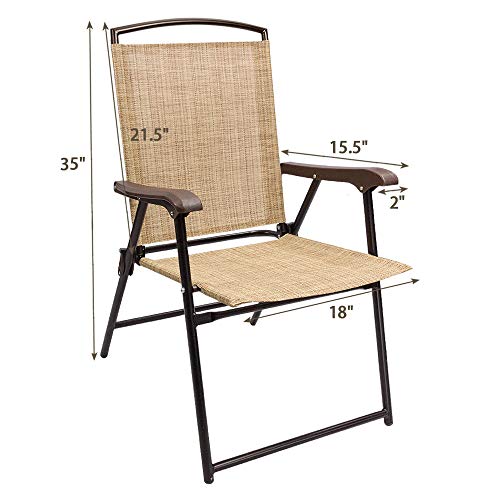 Devoko DV17TBE Patio Folding Chair Deck Sling Chair Camping Garden Pool Beach Using Chairs Space Saving Set Of 2  thumb #2