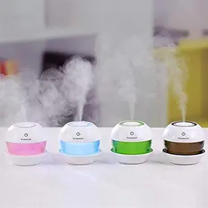 Easymart Magic Diamond USB Mini Ultrasonic Humidifier Filter Type Portable Air Purifier with LED Light & Auto Shut Off for Car, Office Cabin and Small Rooms (150 ml)(Multicolor)