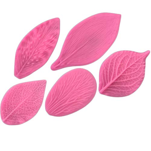 GUMEI 5 unids/Set Hoja Molde de Silicona Fondant Herramienta de decoración de Pasteles peonía Rosa pétalo Floral