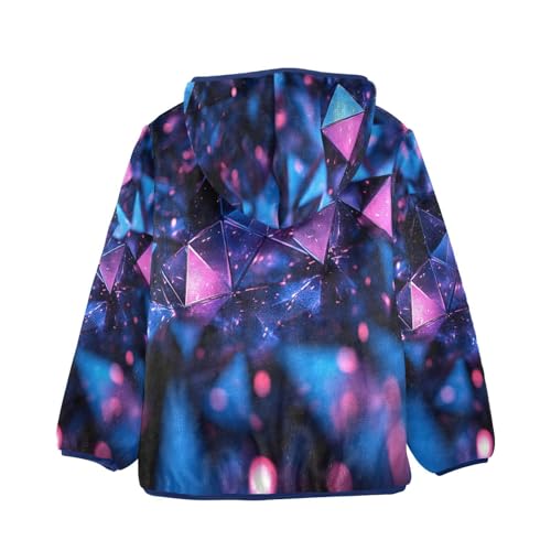 Abstract Structure Dark Blue Toddler Fleece Jacket Girl Boys Hooded Fleece Jacket Coat Warm Outwear Zip-up 3-10T2