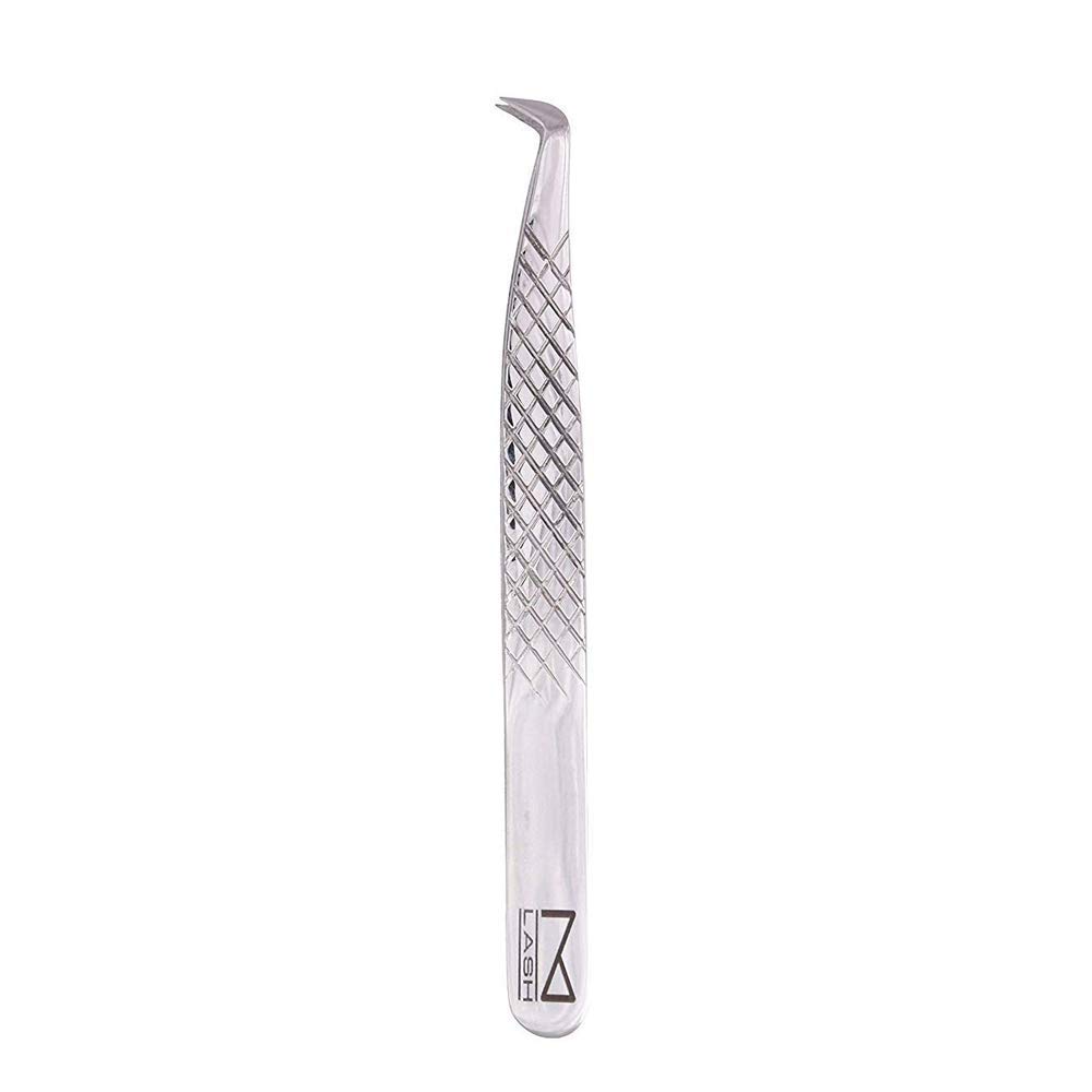 M LASH - Diamond Grip Japanese Steel Eyelash Tweezer For Lash Extensions (X4, Silver)