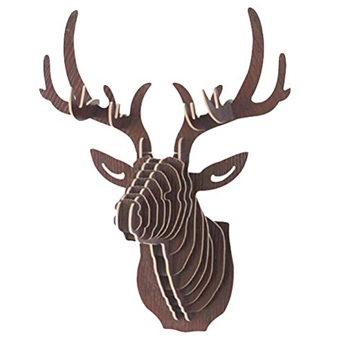 Weesey Bois tête de cerf 3D décoration murale Noël Orignal