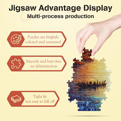 MISITU Mini Jigsaw 1000 Pieces Puzzle, Micro Difficult, Challenging Family Game, Fantasy World Sunset, 15 x 10.2 Inch - Image 2