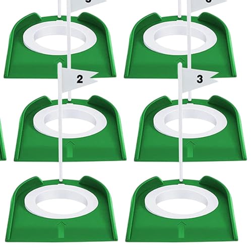 YIJU 9X Putting Cup for Golf Holes Outdoor Putter Practice W/Flag Train Aid Practice Tool Indoor Golf Putting Train, Green