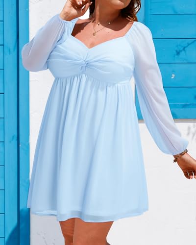 Image of Pinup Fashion Plus Size Graduation Homecoming Chiffon A-line Short Dress | Chiffon, sweetheart neck, square back neckline, ruched front bust, A-line short dress, suitable for graduation, homecoming