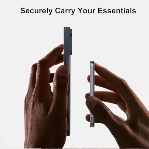 Image of KARWAN Shockproof Hybrid Leather Finish Back Case Cover Compatible with iPhone 16 Pro Max with Wireless MagEaze Charging Cover, Anti-Scratch Shield Case with Strong Minimalist Design (Blue)