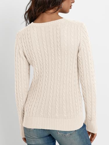 LILLUSORY Women's Cable Knit V Neck Lightweight Soft Pullover Sweaters4