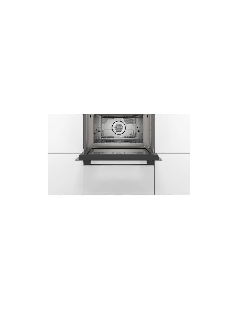 Bosch CMA585GS0 Serie 6 Einbau-Mikrowelle mit Heißluftfunktion, 45 x 60 cm, 900 W, AutoPilot 15 15 Automatikprogramme, LCD-Touchdisplay, LED-Beleuchtung gleichmäßige Ausleuchtung, Versenkknebel