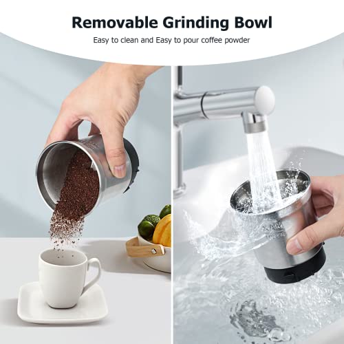 Cool Knight Coffee Grinder Electric, Adjustable Coffee Grinder, With Timing Setting And Removable Stainless Steel Bowl, Herb Spice Grinder Great For Coffee Bean, Spices, Herbs, Nuts, Grains - 7.6" #TOP3