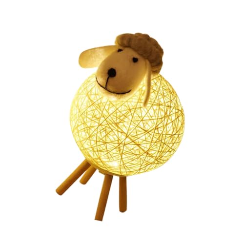 NUOBESTY Luz nocturna de cordero alimentada por USB, funciona con pilas, lámpara decorativa para habitación de niños, dormitorio, sala de estar, como acogedora lámpara de mesa y regalo