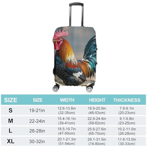 Old Rooster Illustration Printed Luggage Cover Protector, Fits 18-32 Inch Luggage2