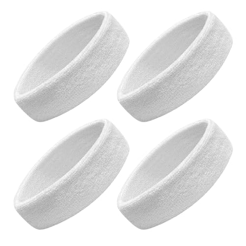 Image of Sweatbands Sport Headbands for Men & Women, 12 Pcs Sweat Head Bands Moisture Wicking Sport Headband Cotton Sweatbands for Basketball, Athletic Exercise, Running