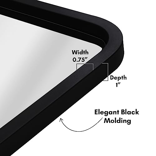 Americanflat 24" Framed Black Square Mirror With Rounded Corners - Modern Wall Mounted Mirror For Bedroom, Bathroom, Living Room - Hanging Mirror Wall Decor #TOP6