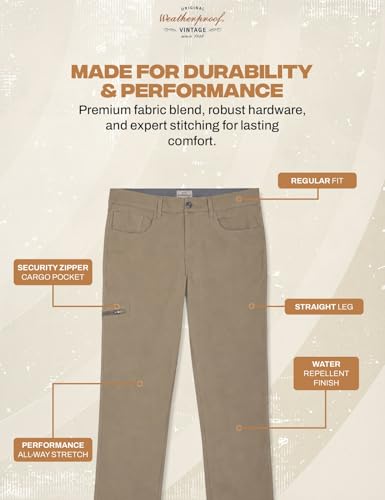 Image of Weatherproof Vintage Casual Hiking Pants for Men - Lightweight Stretch Travel Mens Work Pants with Utility Cargo Pocket