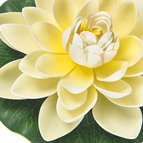 Image of Sunm Boutique Artificial Floating Foam Lotus Flowers, Artificial Water Lily Pads, Lotus Lilies Pad Ornaments for Patio Koi Pond Pool Aquarium Home Garden Wedding Party Garden Decor, 6Pcs, Ivory
