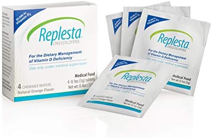 Replesta 50,000 IU Vitamin D3 Cholecalciferol, for Vitamin D Deficiency, Once-Weekly Chewable Wafer, Non-GMO, Natural Orange Flavor, 4 Count (Pack of 1)