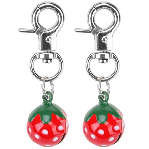 EXPAWLORER Cat Bell 2 Pack - Pet Collar Accessories Bells Loud with Claw Buckle, Dog Charm Jingle Pendants Jewelry Ornament Strawberry Shaped, Save Birds Tracker, Neck Decoration for Dogs Kitten