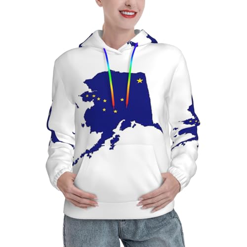 Sweat à capuche avec imprimé carte de l'Alaska en coton de qualité