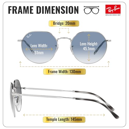 Image of Ray-Ban RB3565 JACK Square-Round Shaped Sunglasses for Men & Women with Official RAYBAN Eyewear Kit