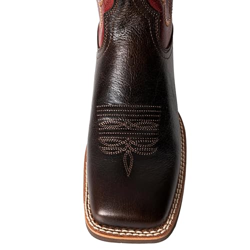 Cowboy Boots for Women Square Toe Western Boots Wide Calf Cowgirl Boots Pull On Embroidered Full Grain Leather(PLT203605-Wine Red)4