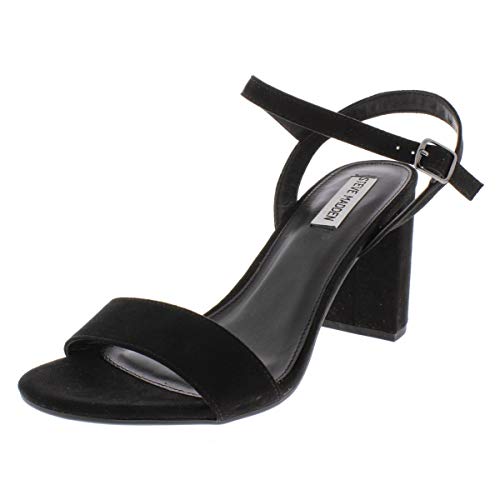 Steve Madden Selfish Black Microsuede, Sandalia con talón Mujer, Negro, 38.5 EU