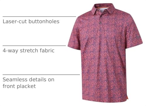 Image of Golf Shirts for Men Dry Fit Short Sleeve Print Performance Moisture Wicking Polo Shirt