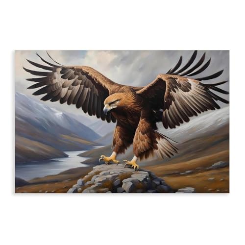 Toile Aigle doré tableau de qualité supérieure pour salon et chambre 50x75 cm