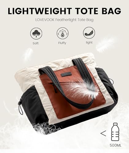 LOVEVOOK Tote Bag for Women, Puffer Bag and Work Bags with Zipper for Travel, Daily, School, Quilted Nurse Shoulder, 2pcs - Image 4