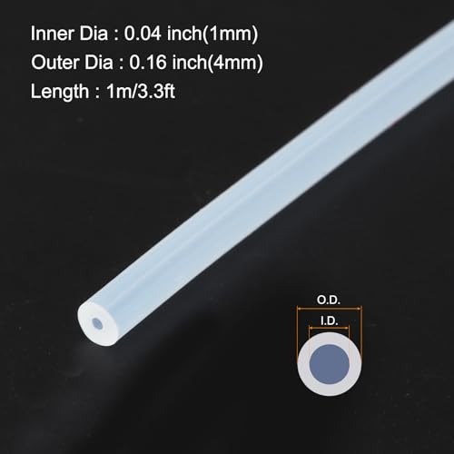 Image of 1m(3.3ft) 1mm(0.04 inch) ID x 4mm(0.16 inch) OD Silicone Tubing Clear Industrial Plastic Tubing Pure Silicone Hoses for Pump Siphoning Draining Irrigation Brewing