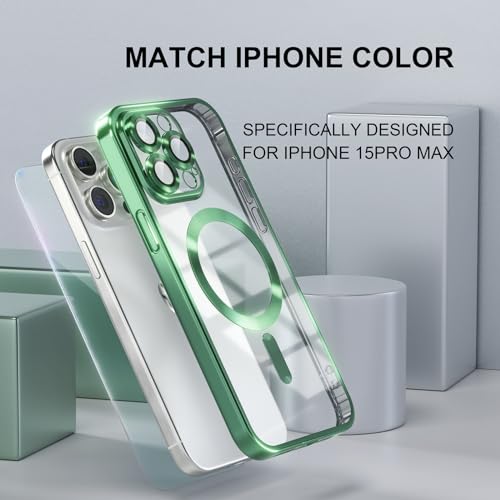 Image of Misea Magnetic for iPhone 15 Pro Max Case Compatible with MagSafe Green