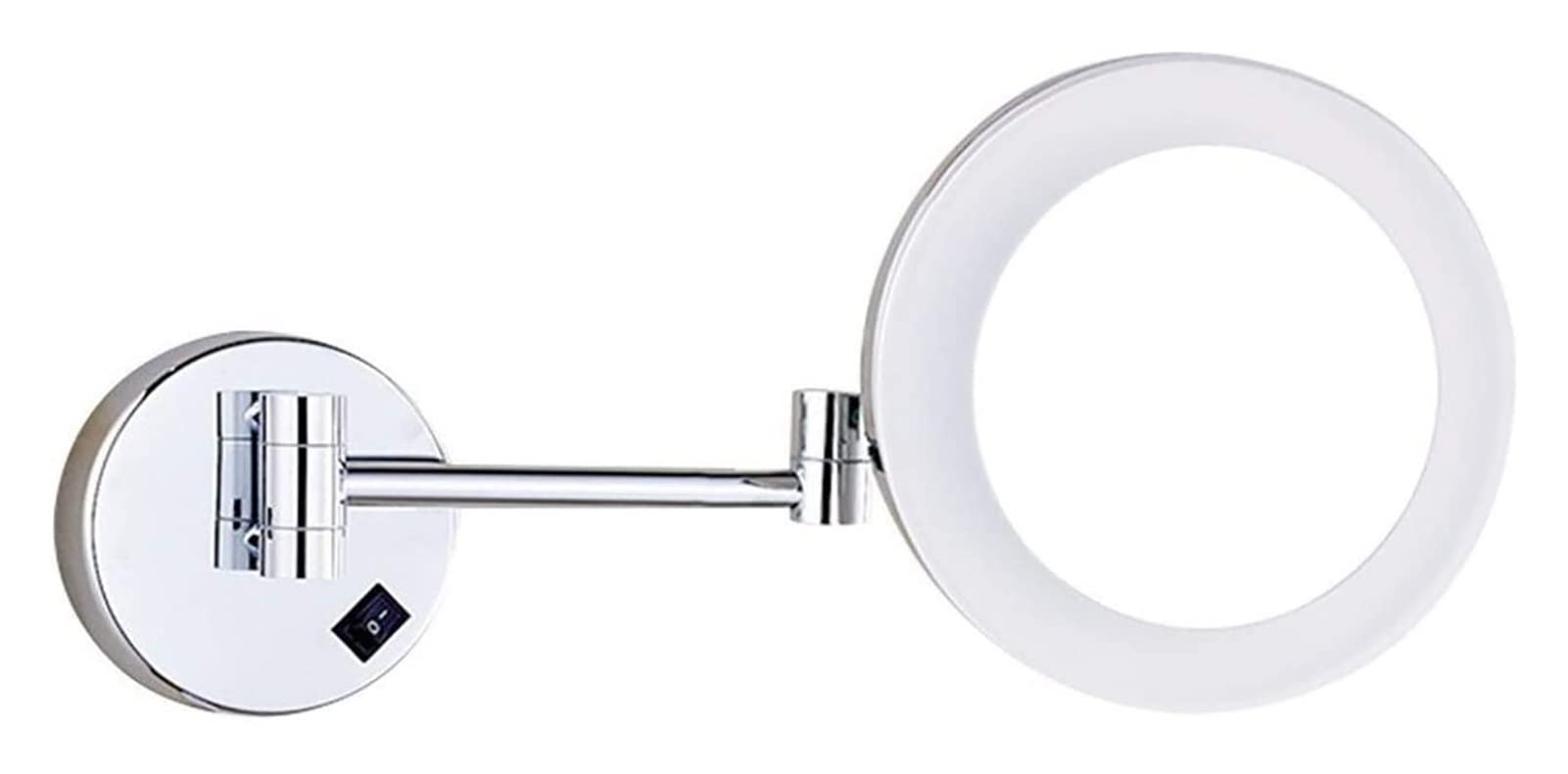 Miroir de maquillage mural LED chromé 8 pouces avec bras réglable