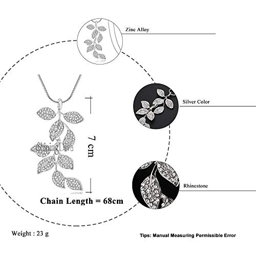 Image of Shining Diva Fashion Crystal Flower Stylish Long Chain Pendant Necklace for Women and Girls