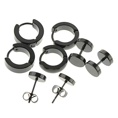 gazechimp 4 Pares Estilo Misto Preto Pequeno Aro Brincos De Argola Para Mulheres Homens Jóias