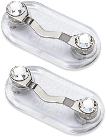 Readerest magnetic eyeglass holder, name tag, magnet badge holder, sunglasses holder, eye glass holder from Shark Tank, Made in USA (2 pack of Stainless Steal w/ Swarovski), Gifts for Mom and Dad