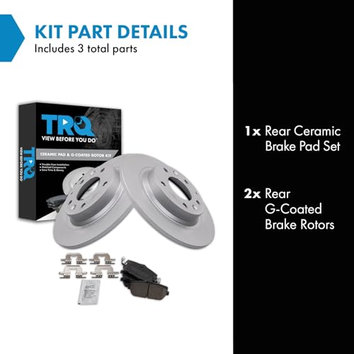 Image of TRQ Rear Brake Pad and Rotor Set Ceramic Coated Rotors Compatible with 2006-2015 Mazda MX-5 Miata