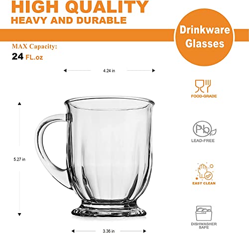 Image of PrimeWorld Unique Coffee Mug with Handle-500ml Set of 4 Pieces Large Mug for Tea, Coffee, Cappuccino, Latte, iced Tea, Juice or hot Beverages | Perfect for Home, Restaurants and Parties