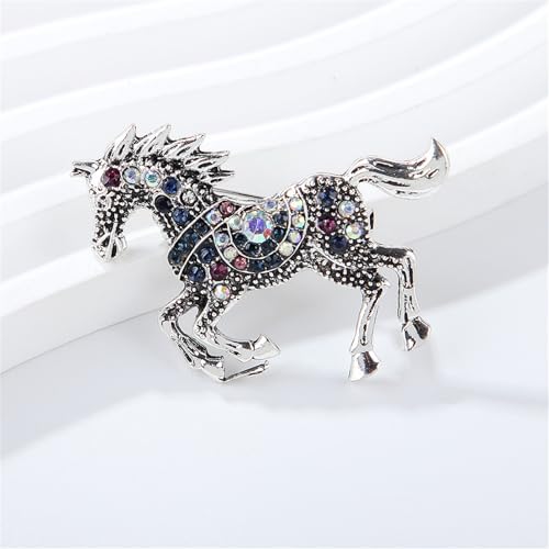 Image of Dreuyet Horse Brooch Pin Horse Racing Suit Lapel Pin for Women Men Rhinestone Antique Gold Horse Animal Brooch Clothing Outfits Accessory Jewelry