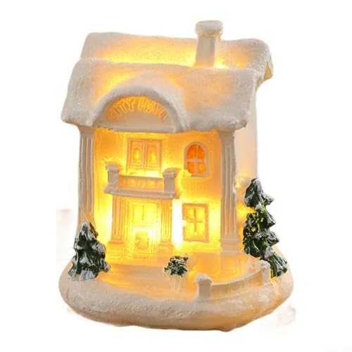 ZWEquipint Maisons de village de Noël lumineuses à LED avec figurines, en résine, à piles, pour cheminée, 10 x 7 x 5 cm (302 et A)