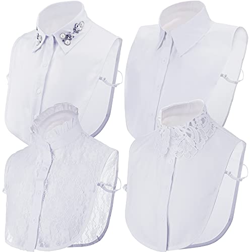 SATINIOR Women Fake Detachable Dickey Collar Diamond Pearl Lace Fake Half Shirt Collar (White)
