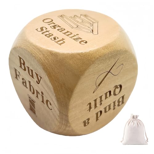 ZYZX Quilters Dice 6 Sided Wooden Decision Dice with Engraved Quilting Tasks Fun Creative Tool for Sewists & Craft Lovers Quilters decision dice Perfect Handmade Gift for Sewing Projects (1pcs)