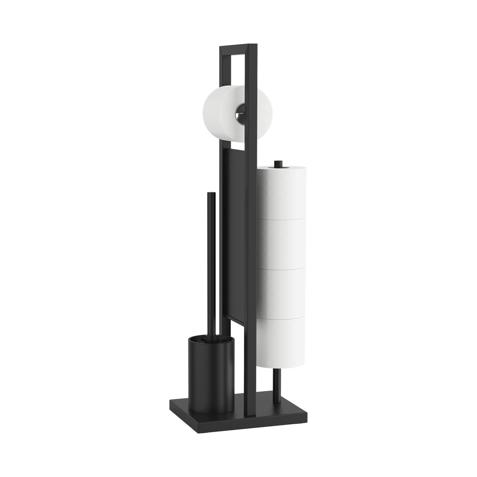 Ibergrif M34153B Black Toilet Roll Holder Free Standing with Toilet Brushes & Holders, Toilet Roll Holder Stand for Toilet, 304 Stainless Steel