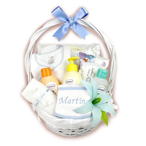 Cesta Regalo Bebe NENUC O-Pack Bebe-Regalo Bebe Recien Nacido Niño-Cestas Bebe-Regalo Recien Nacido-Cosas Para Bebes Recien Nacidos-Regalo Bebe Recien Nacido Niña-Regalos Para Bebes-Ropa Bebe (Azul)