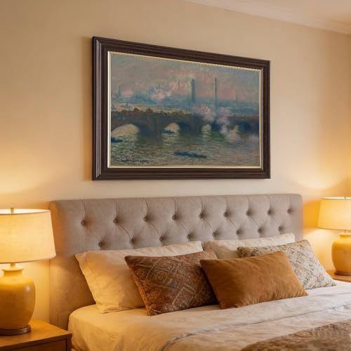 Toile Monet Waterloo Pont Cadre Suspendu Solution Mur Vide Deco Chambre