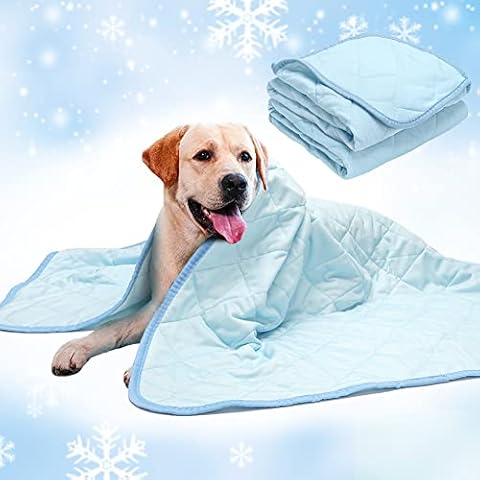 Dog Cooling Mat (2 Pack) Pet Cooling Pad for Summer Sleeping Cat Cooling Blanket with Breathable Ice Silk Fabric Cool to The Touch Keep Pets Cooler in an Air-Conditioned Room Cover
